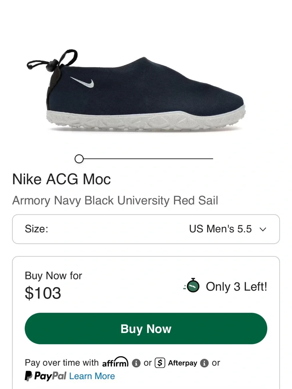 Nike Slip-On Moc in Navy and White Size 5.5